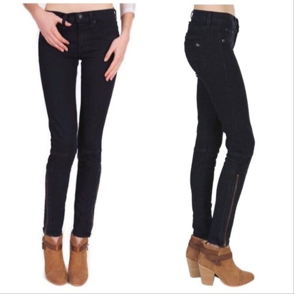 Rag and Bone Devi Side Ankle Zip Panel Midnight Color Jeans Size 26